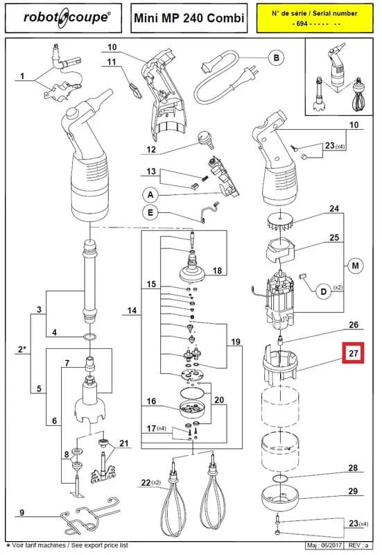 Корпус электродвигателя 89065 для ручного миксера (гомогенизатора) т.м. Robot Coupe, серии Mini МР