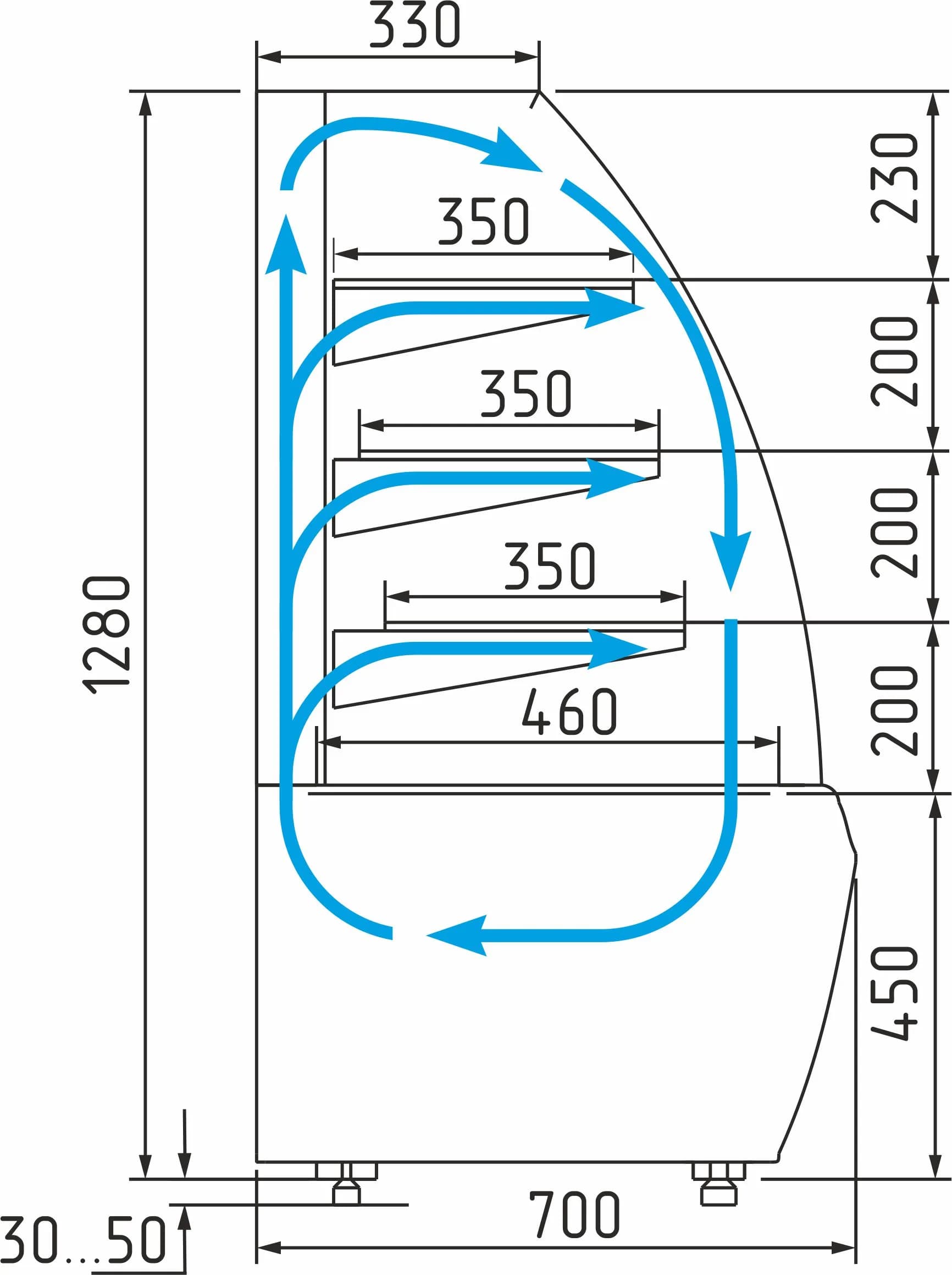 Витрина холодильная серии K70 VV 0,9-1 9006-9005 (ВХСв-0,9д Carboma Люкс ТЕХНО)