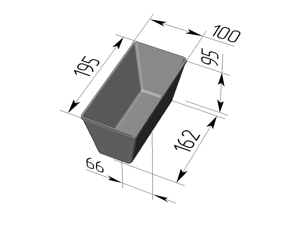 Форма хлебная алюм.литая №10-1 (195х100х95 мм), 5-секционная, с ручками, 600мм