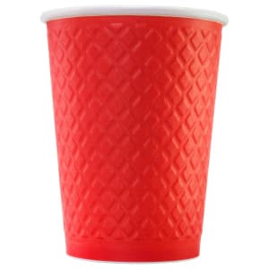 Стакан бумажный для горячих напитков двухслойный с конгревом Waffle RED 300мл